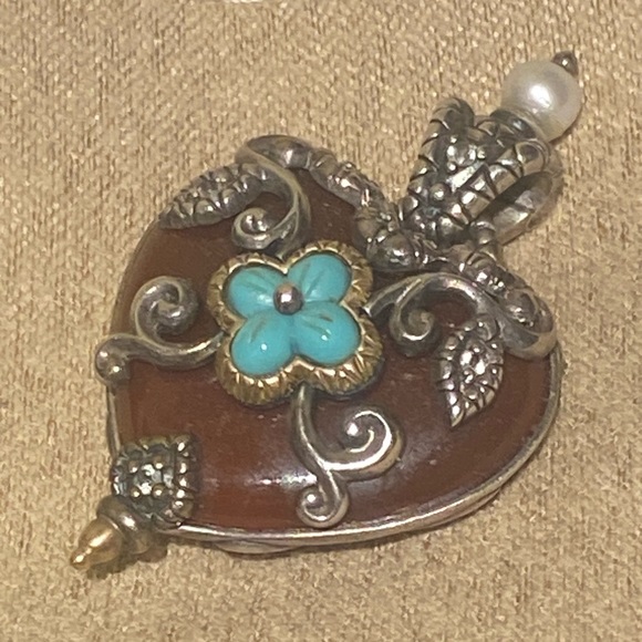 Barbara Bixby Reversible Heart ♥️ Necklace Enhancer ,925 & 18k !!!! - Picture 10 of 12